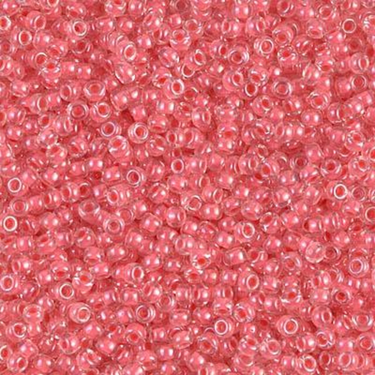 Miyuki 11 Round Seed Bead, 11-204, Coral Lined Crystal, 13 grams